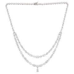 23.10 Carat SI/HI Pear Marquise Oval Heart Diamond Necklace 14 Karat White Gold
