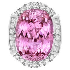 23.13 Carat Pink Tourmaline Ring in 18Karat White Gold with Diamond. 