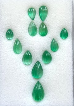 23.14 Carats Colombian Top Emerald Carved Pear Cabochon Layout Natural Gemstone