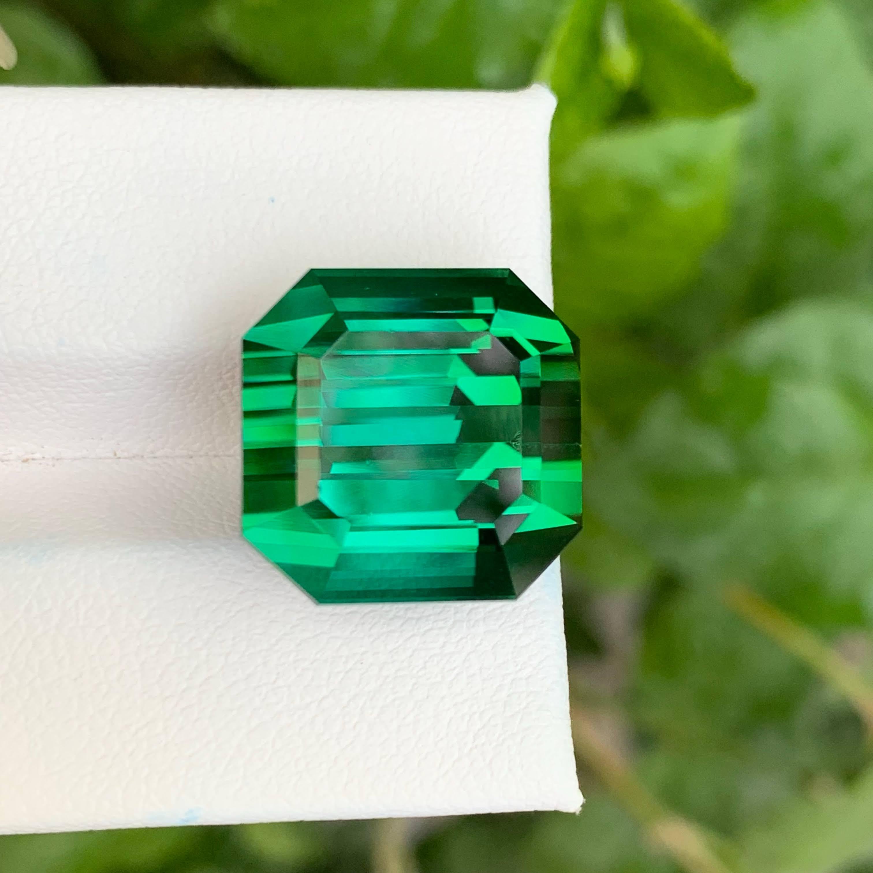 23.15 Carat Loose Greenish Blue Tourmaline Asscher Cut Natural Afghan Gemstone For Sale 2