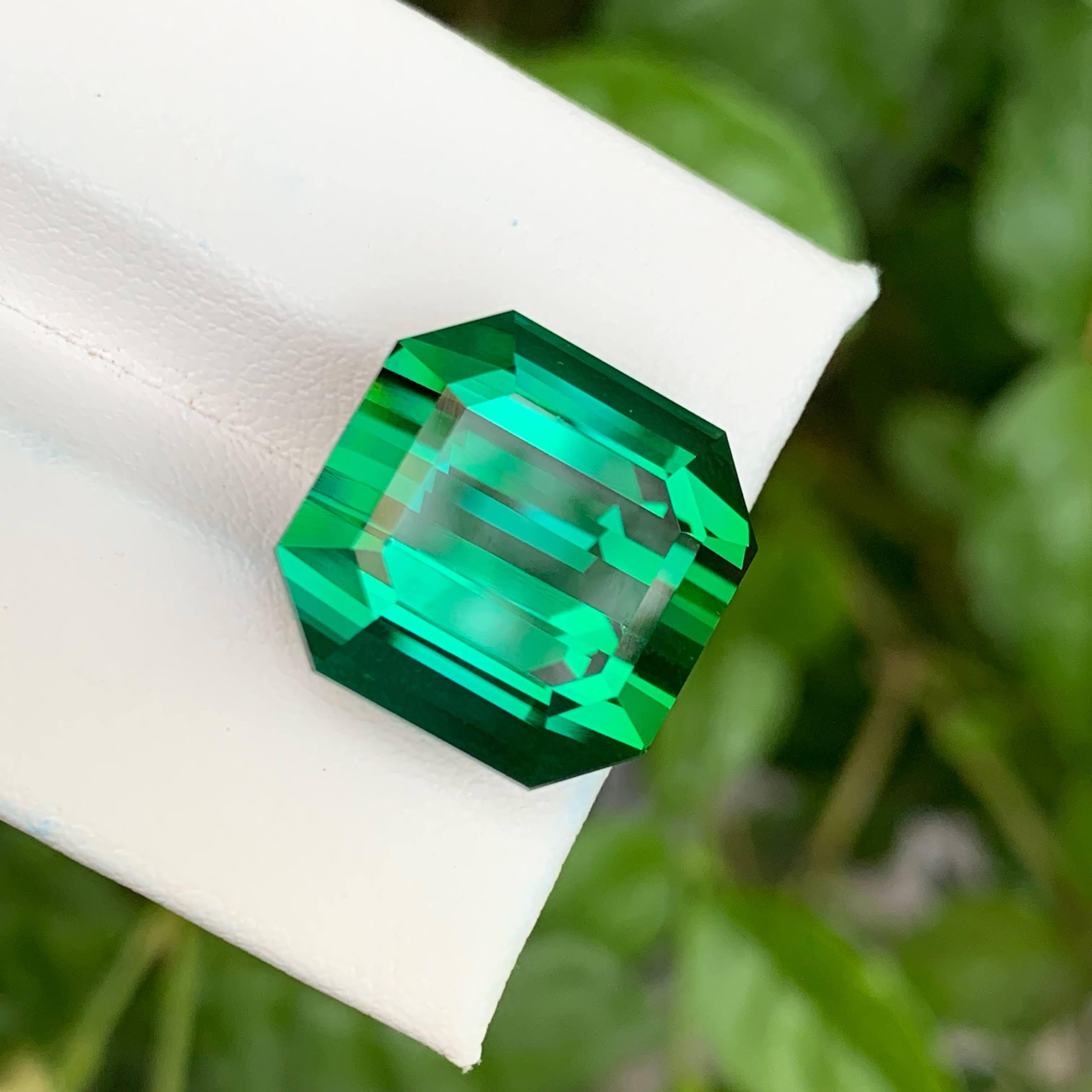 23.15 Carat Loose Greenish Blue Tourmaline Asscher Cut Natural Afghan Gemstone For Sale 4