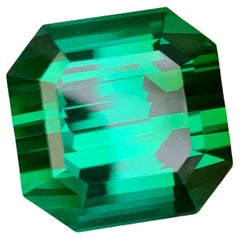23.15 Carat Loose Greenish Blue Tourmaline Asscher Cut Natural Afghan Gemstone