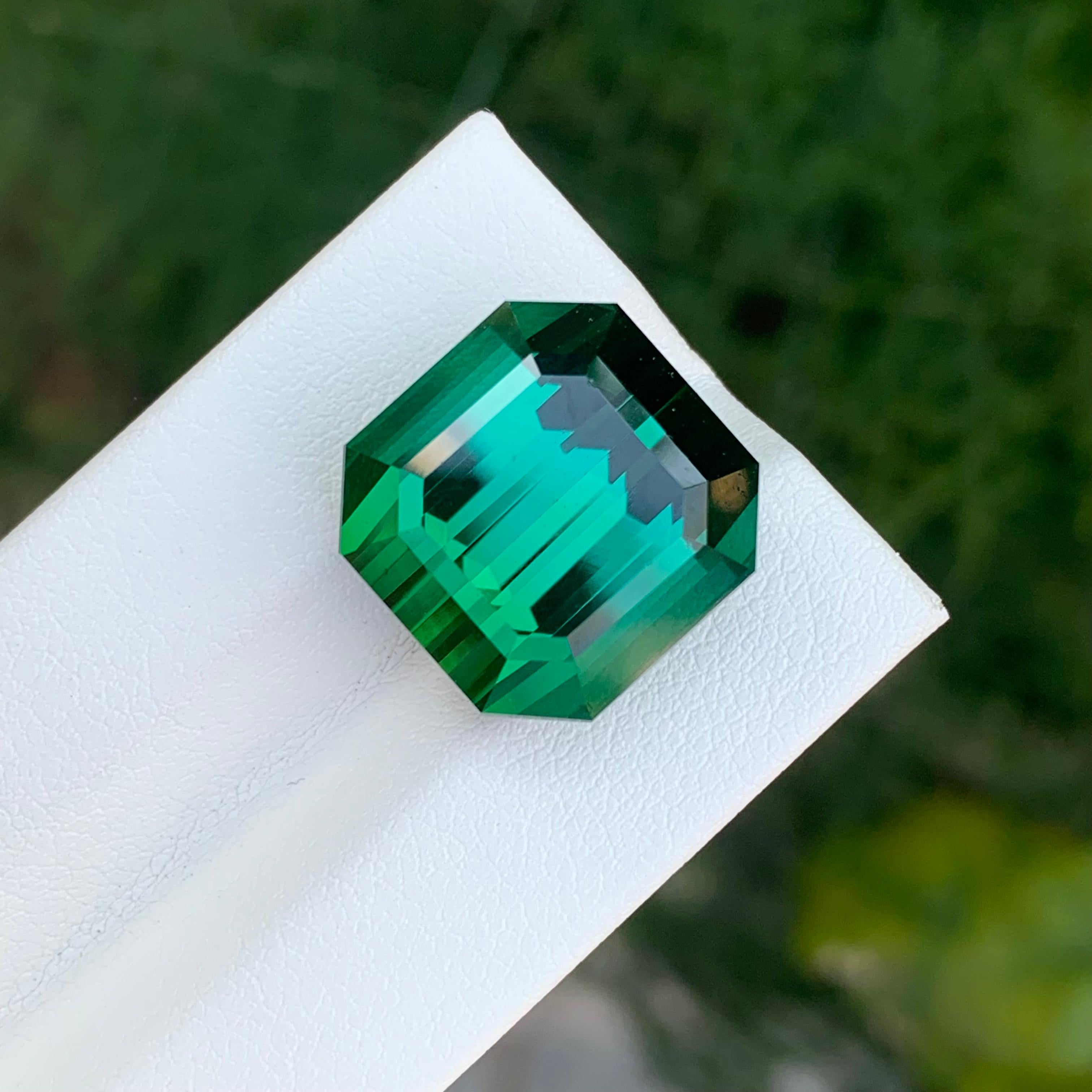 Arts and Crafts Pierre précieuse tourmaline verte naturelle taille octogonale non sertie de 23,15 carats en vente