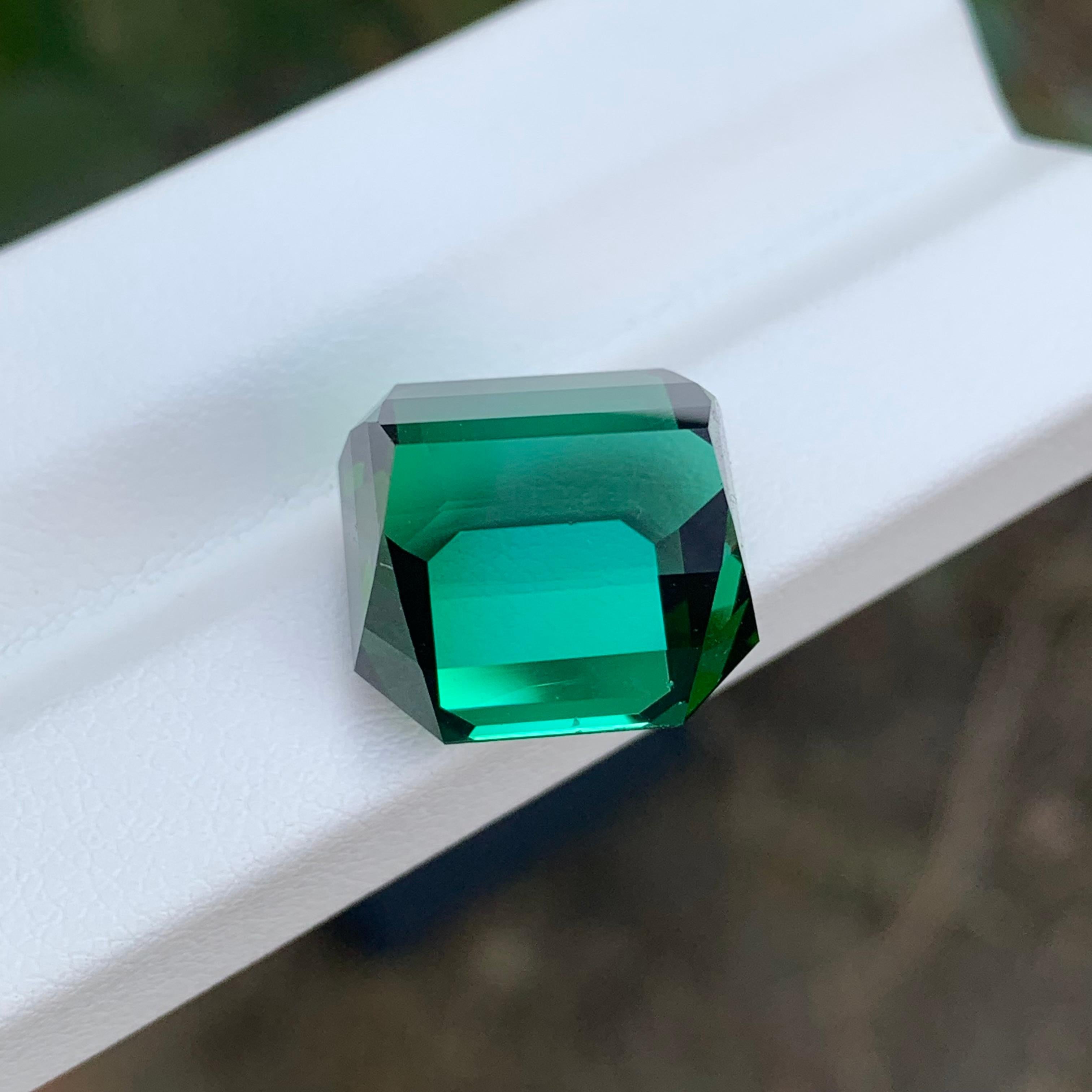 Pierre précieuse tourmaline verte naturelle taille octogonale non sertie de 23,15 carats Unisexe en vente