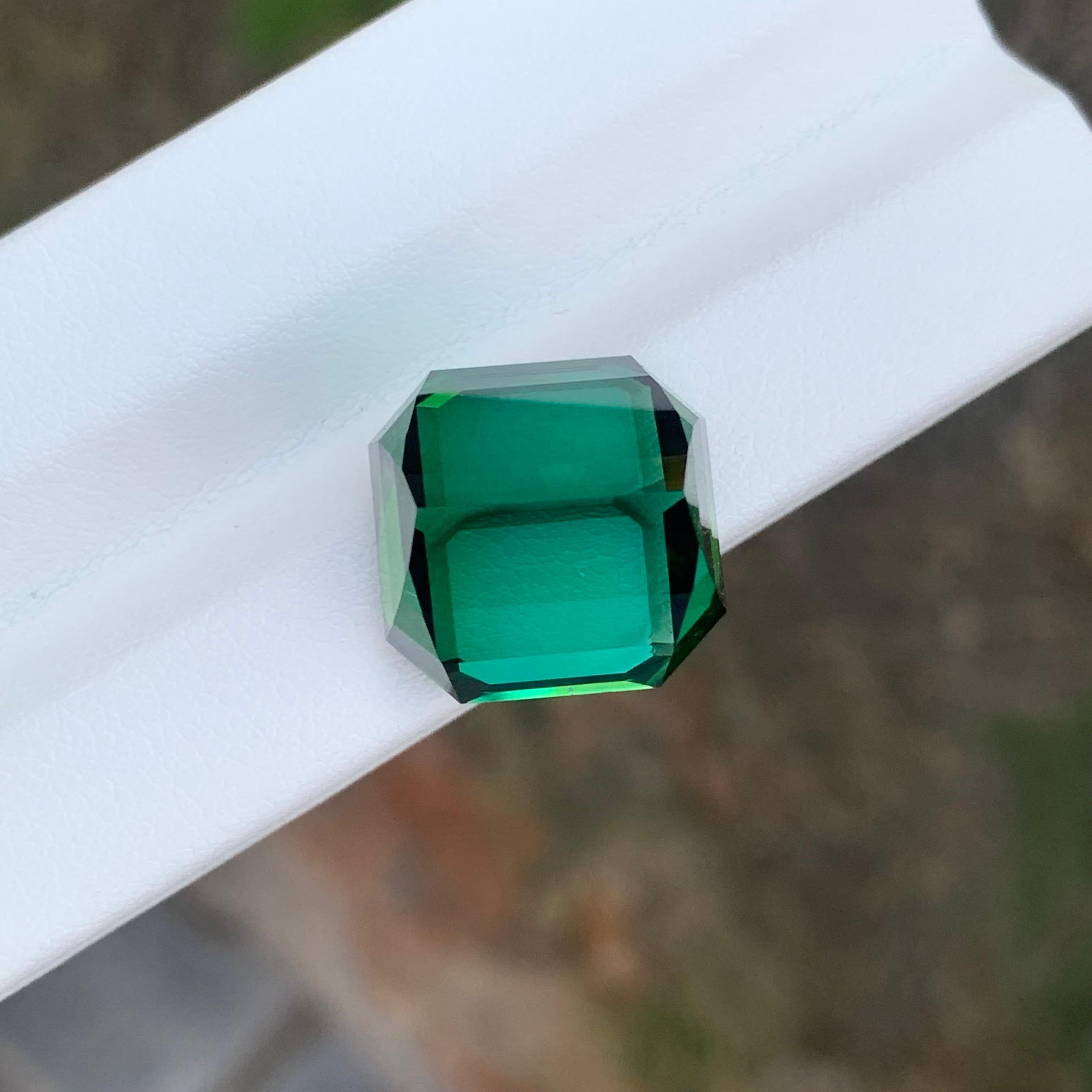 Pierre précieuse tourmaline verte naturelle taille octogonale non sertie de 23,15 carats en vente 1