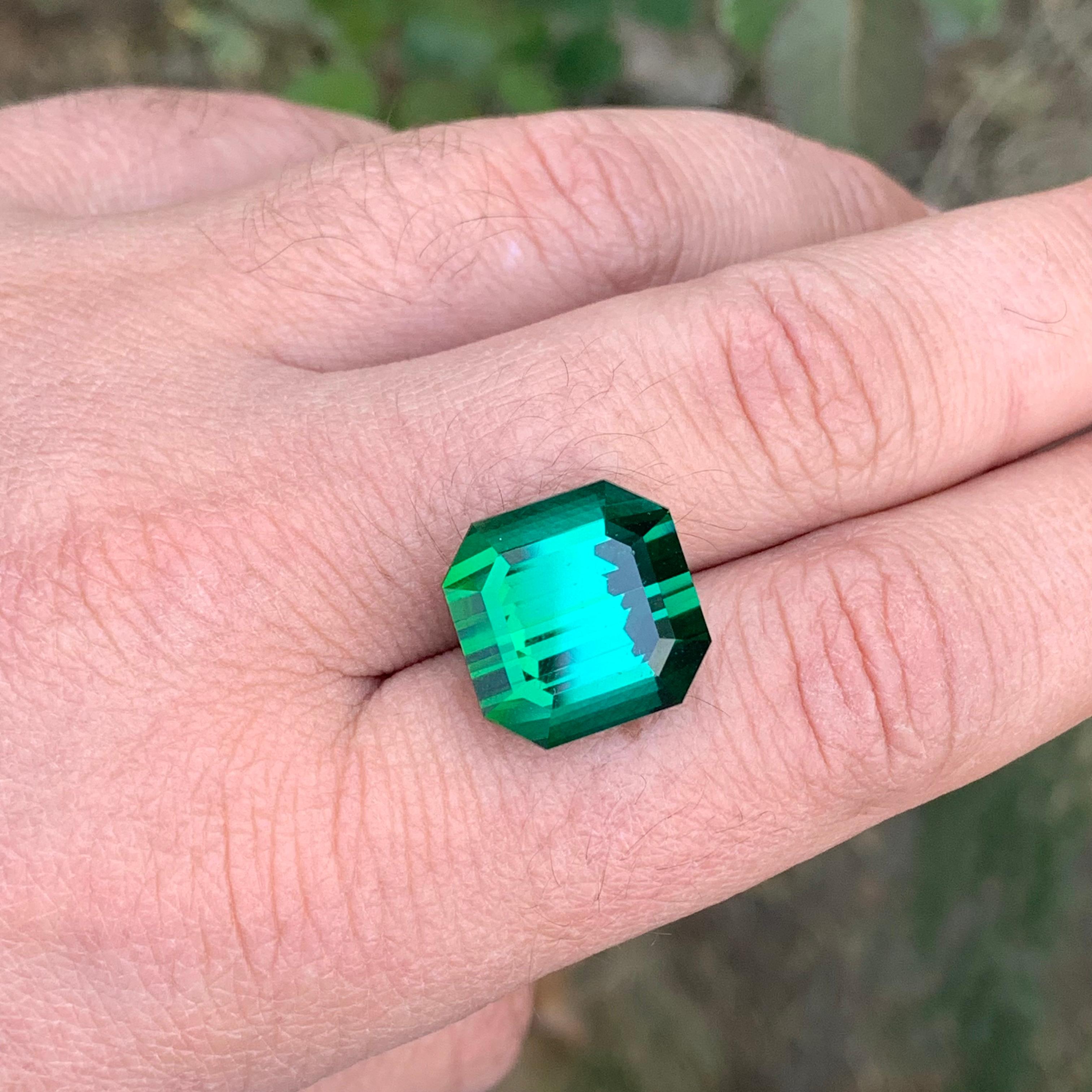 Pierre précieuse tourmaline verte naturelle taille octogonale non sertie de 23,15 carats en vente 3