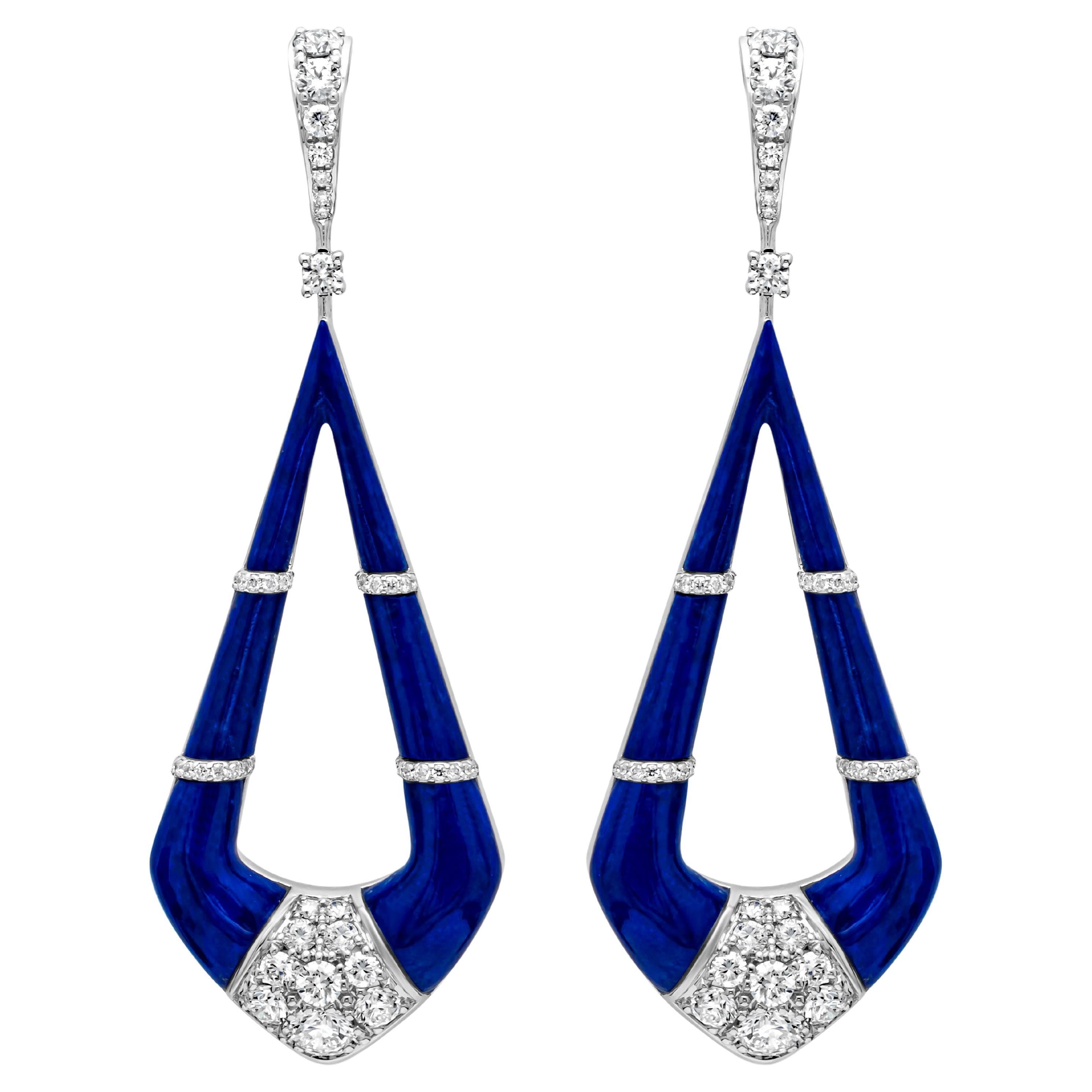 23.15 Carat Total Lapis Lazuli with Diamond Dangle Pietra Collection Earrings For Sale