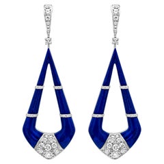23.15 Carat Total Lapis Lazuli with Diamond Dangle Pietra Collection Earrings