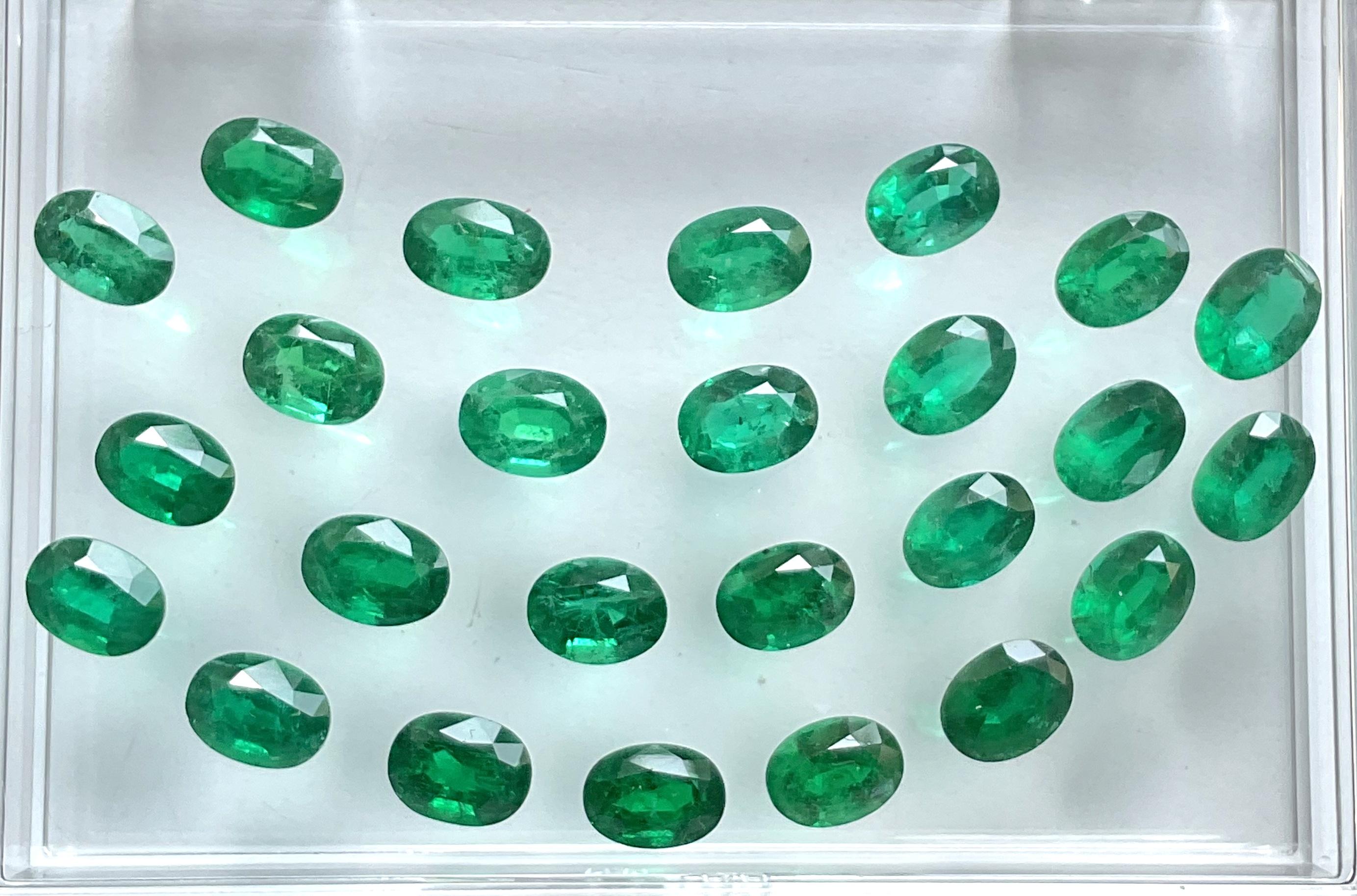 23.18 Carats Zambian Emerald 25 Pcs Oval Cut Stone For Fine Jewelry Natural Gem For Sale 4