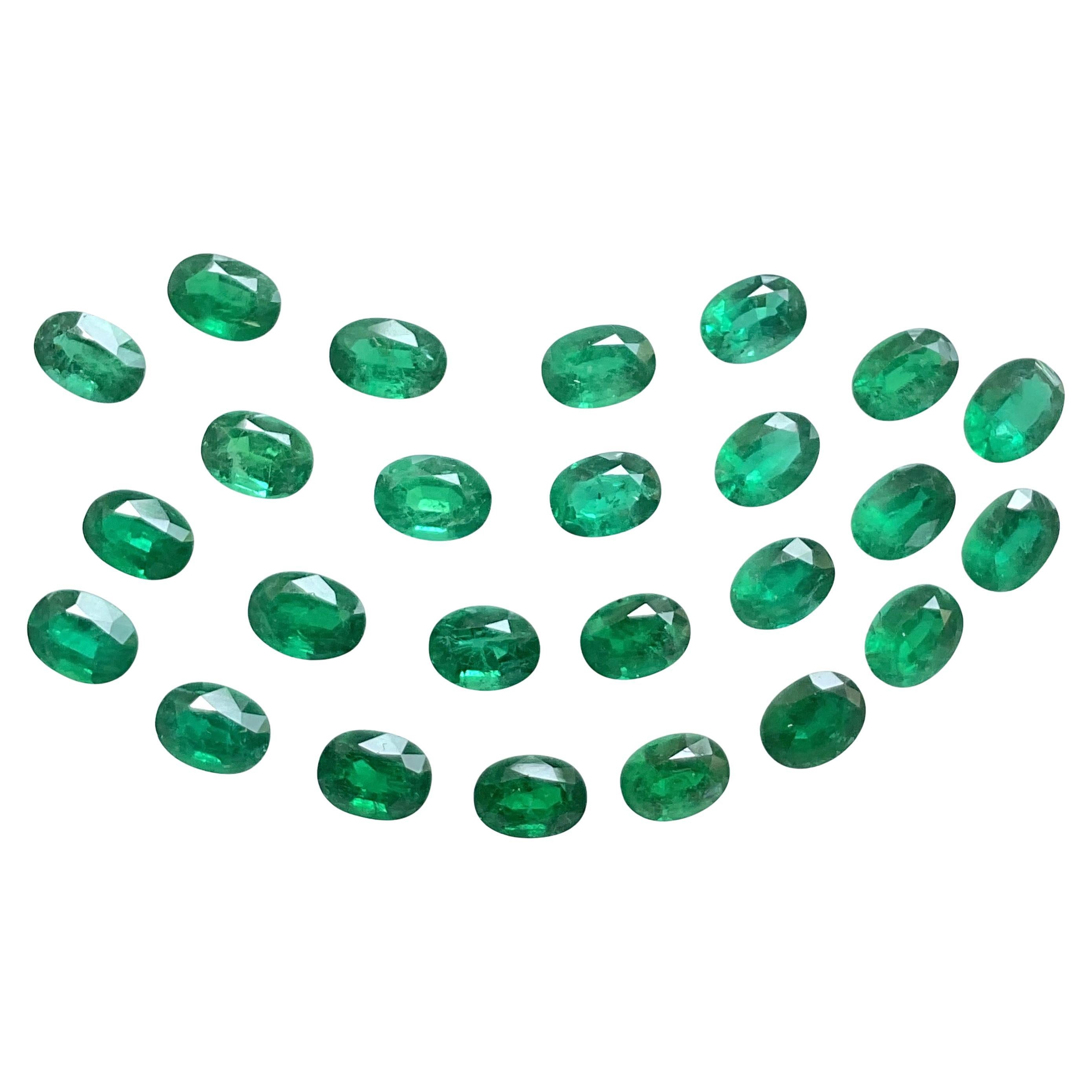 23.18 Carats Zambian Emerald 25 Pcs Oval Cut Stone For Fine Jewelry Natural Gem For Sale