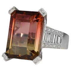 23.18 Carat Watermelon Tourmaline and Diamond Cocktail Ring