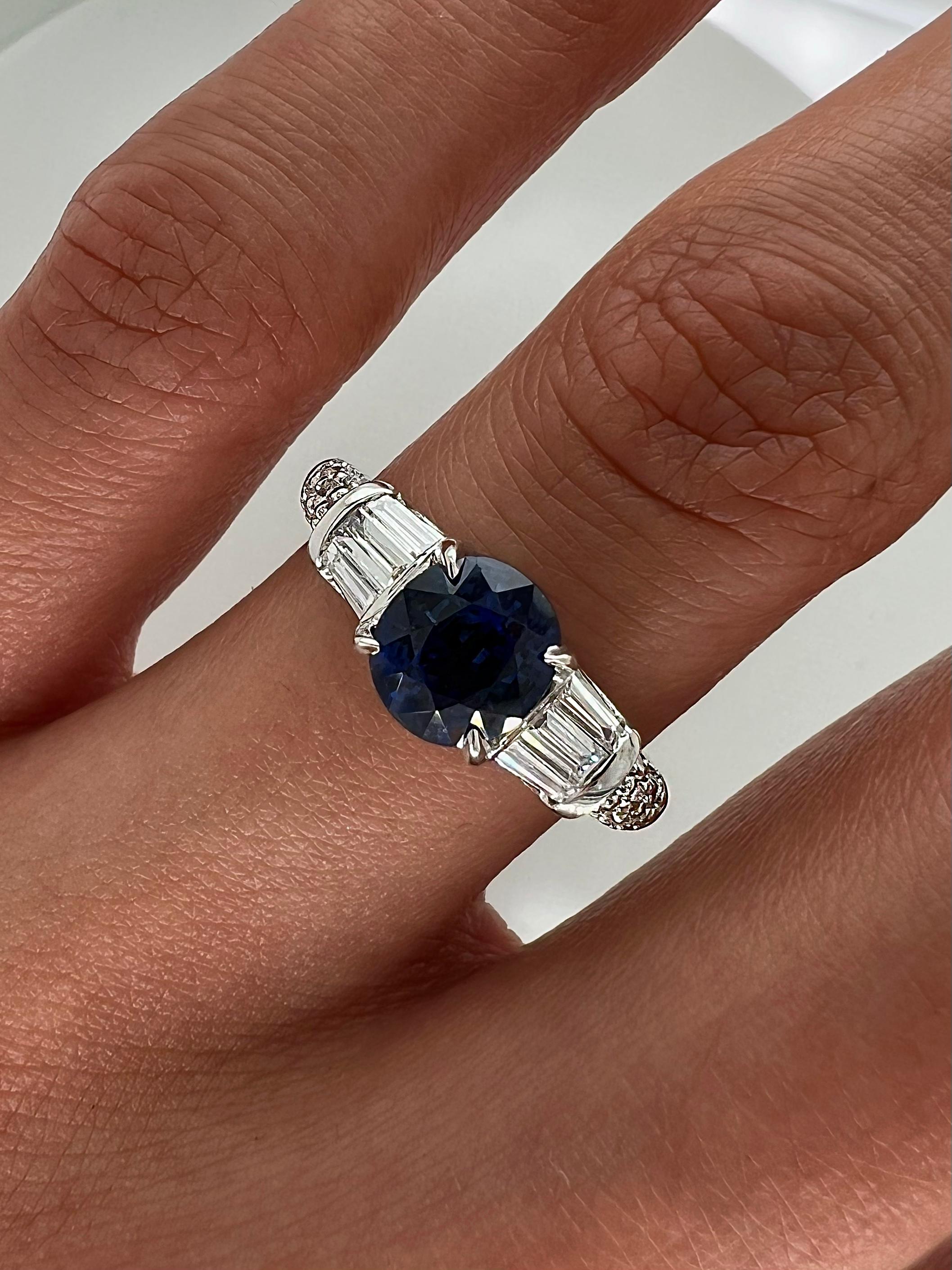 2.31 Total Carat Sapphire Diamond Engagement Ring In New Condition For Sale In New York, NY