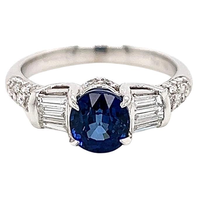 2.31 Total Carat Sapphire Diamond Engagement Ring For Sale