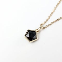 2.31CT Natural Black Diamond Pentagon Pendant in 14 Karat Yellow Gold