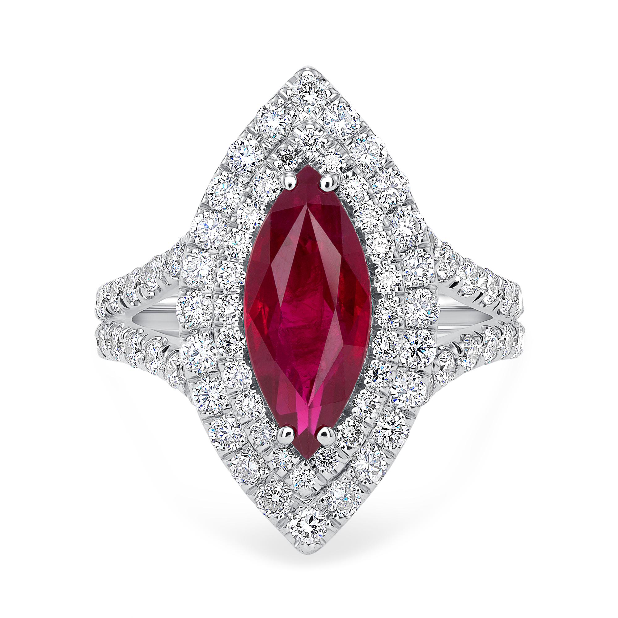 2.31ct Natural Ruby 18k White Gold Ring In New Condition For Sale In LA, CA