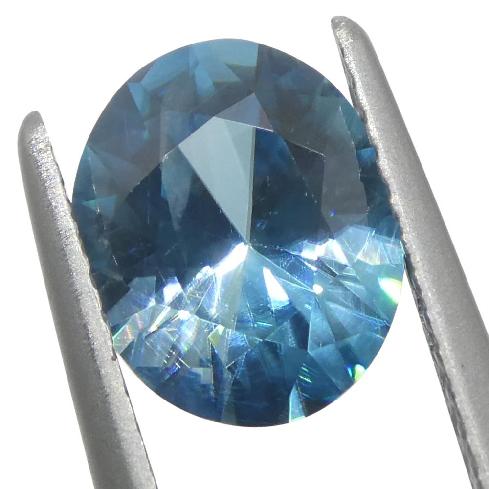 2.31ct Natural Earth Mined Oval Master Brilliant Cut Blue Zircon from Cambodia For Sale 7