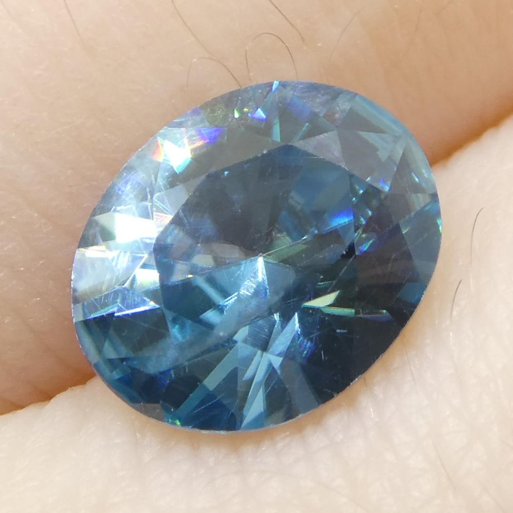 2.31ct Natural Earth Mined Oval Master Brilliant Cut Blue Zircon from Cambodia For Sale 9