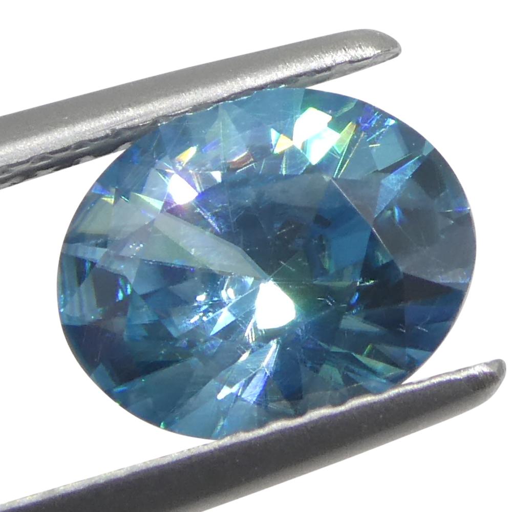 Women's or Men's 2.31ct Natural Earth Mined Oval Master Brilliant Cut Blue Zircon from Cambodia For Sale