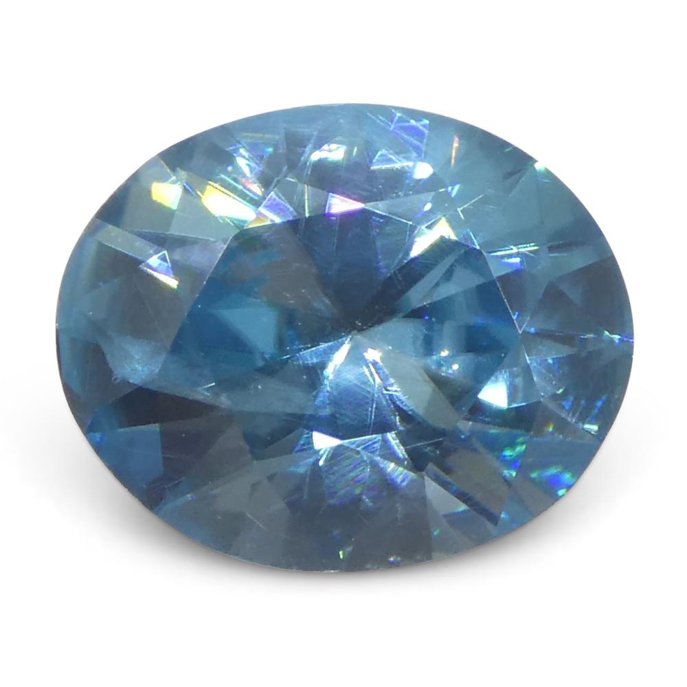 2.31ct Natural Earth Mined Oval Master Brilliant Cut Blue Zircon from Cambodia For Sale 1