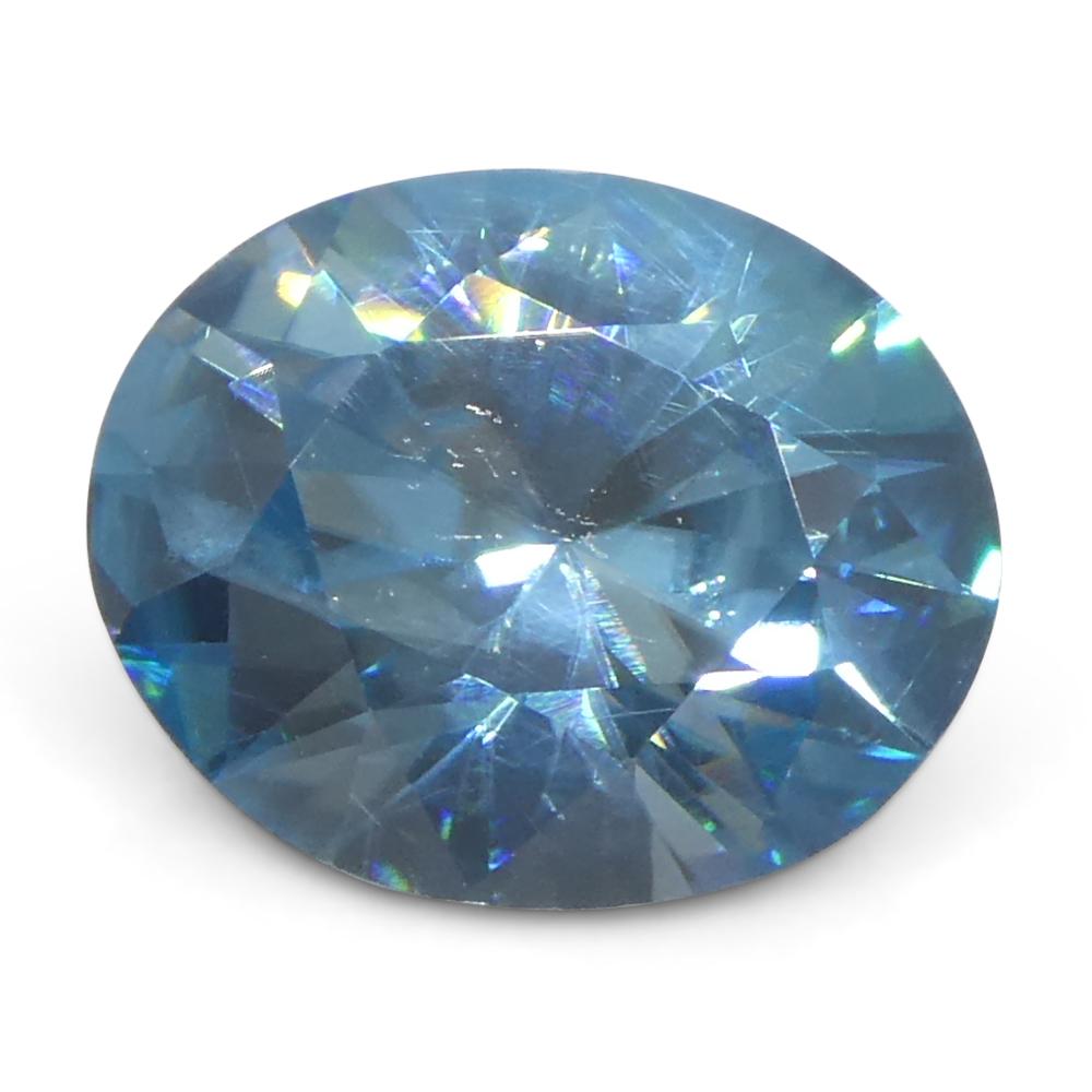 2.31ct Natural Earth Mined Oval Master Brilliant Cut Blue Zircon from Cambodia For Sale 2
