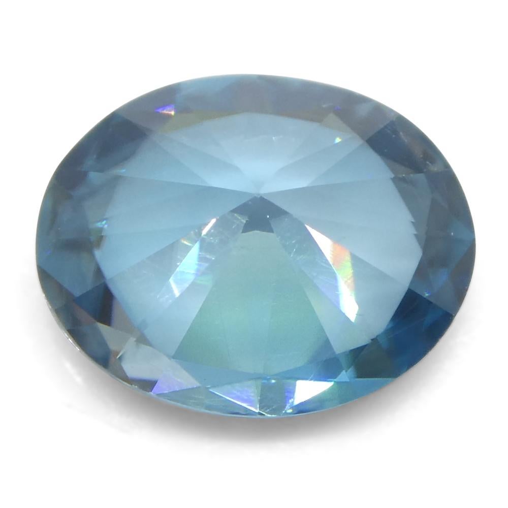 2.31ct Natural Earth Mined Oval Master Brilliant Cut Blue Zircon from Cambodia For Sale 6