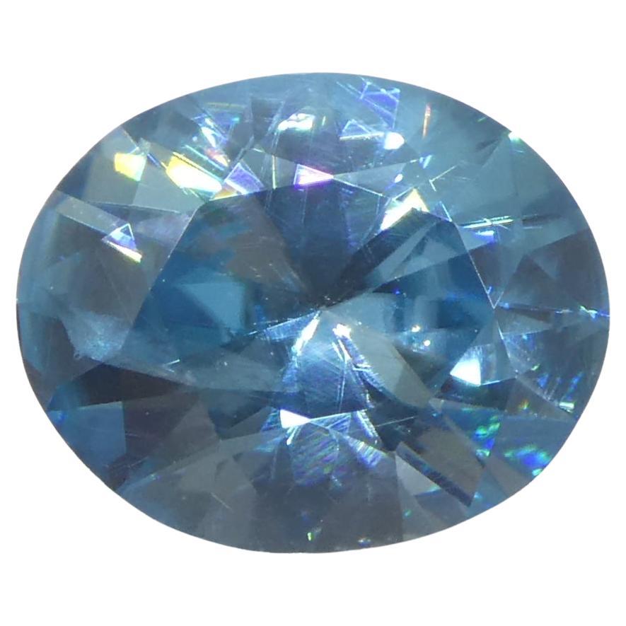 2.31 ct Circón azul talla brillante maestro ovalado natural extraído de la tierra procedente de Camboya