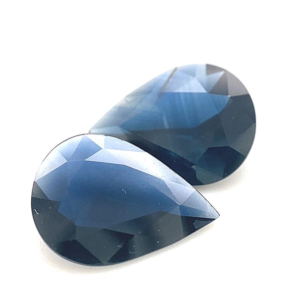 2.31ct Pair Pear Blue Sapphire from Thailand Unheated For Sale 2
