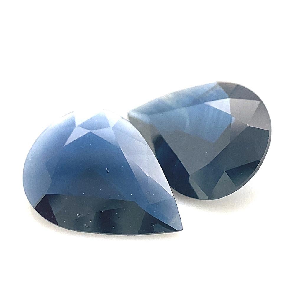 2.31ct Pair Pear Blue Sapphire from Thailand Unheated For Sale 3