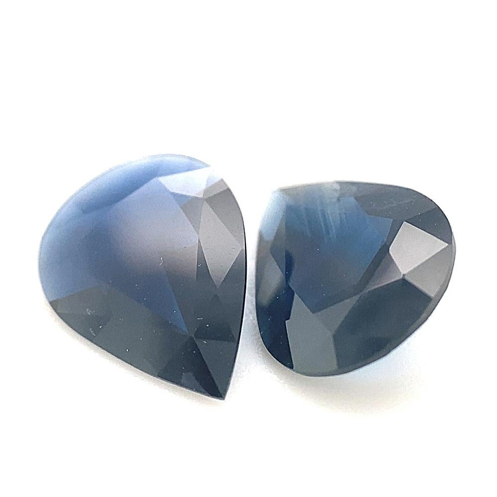 2.31ct Pair Pear Blue Sapphire from Thailand Unheated For Sale 4