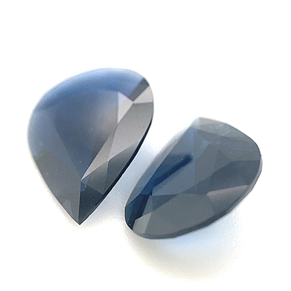 2.31ct Pair Pear Blue Sapphire from Thailand Unheated For Sale 5