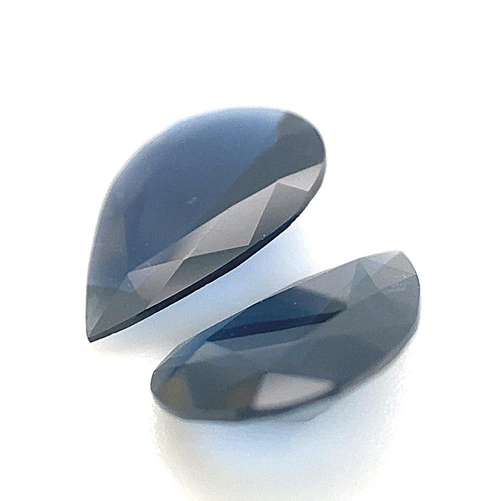 2.31ct Pair Pear Blue Sapphire from Thailand Unheated 6