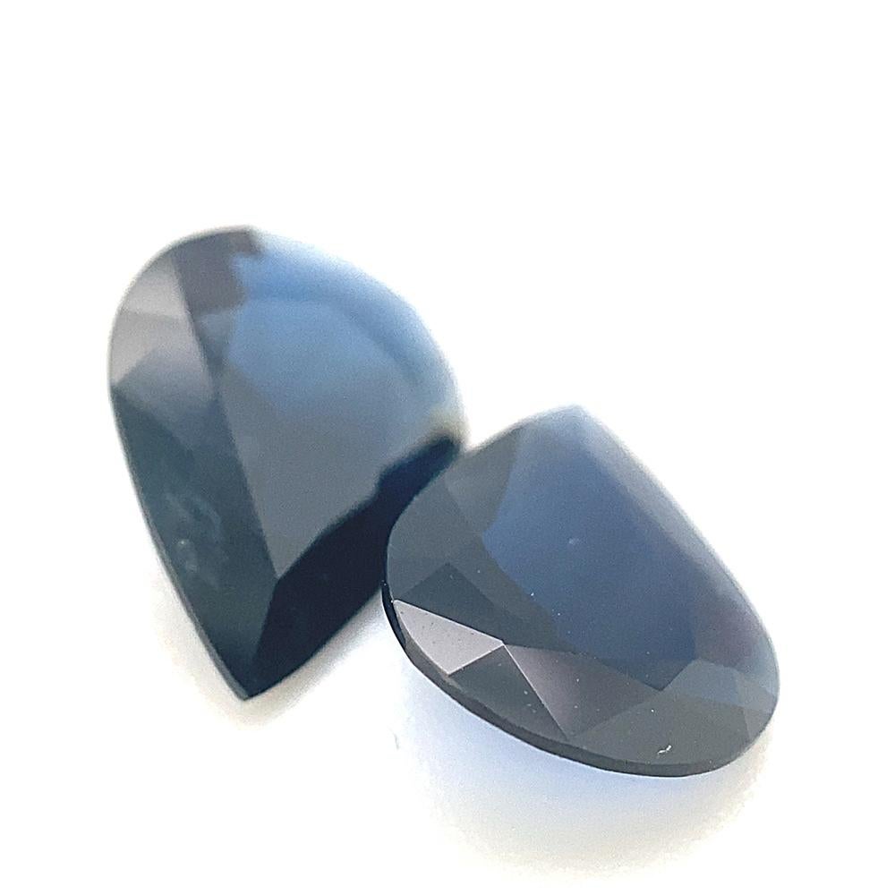 2.31ct Pair Pear Blue Sapphire from Thailand Unheated In New Condition For Sale In Toronto, Ontario