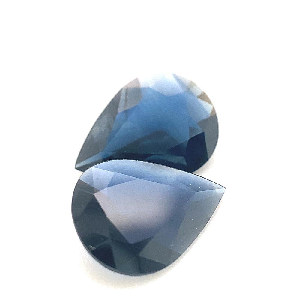 2.31ct Pair Pear Blue Sapphire from Thailand Unheated For Sale 1