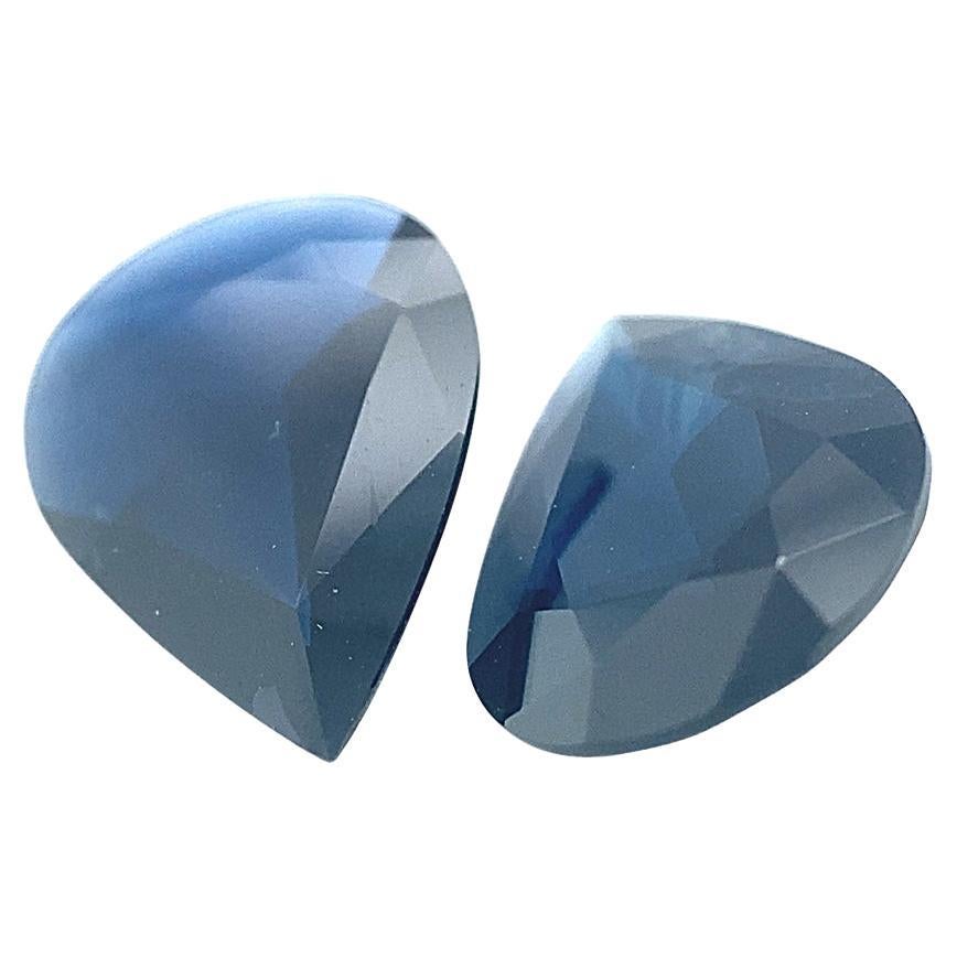 2.31ct Pair Pear Blue Sapphire from Thailand Unheated For Sale