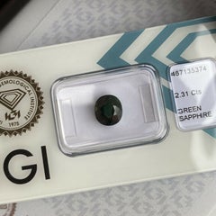 2.31ct Untreated Deep Green Blue Sapphire IGI Certified Unheated Oval Cut Gem