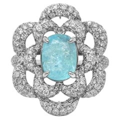 2.31ct Vivid Neon Blue Copper-Bearing Paraiba Tourmaline Ring 18K White Gold