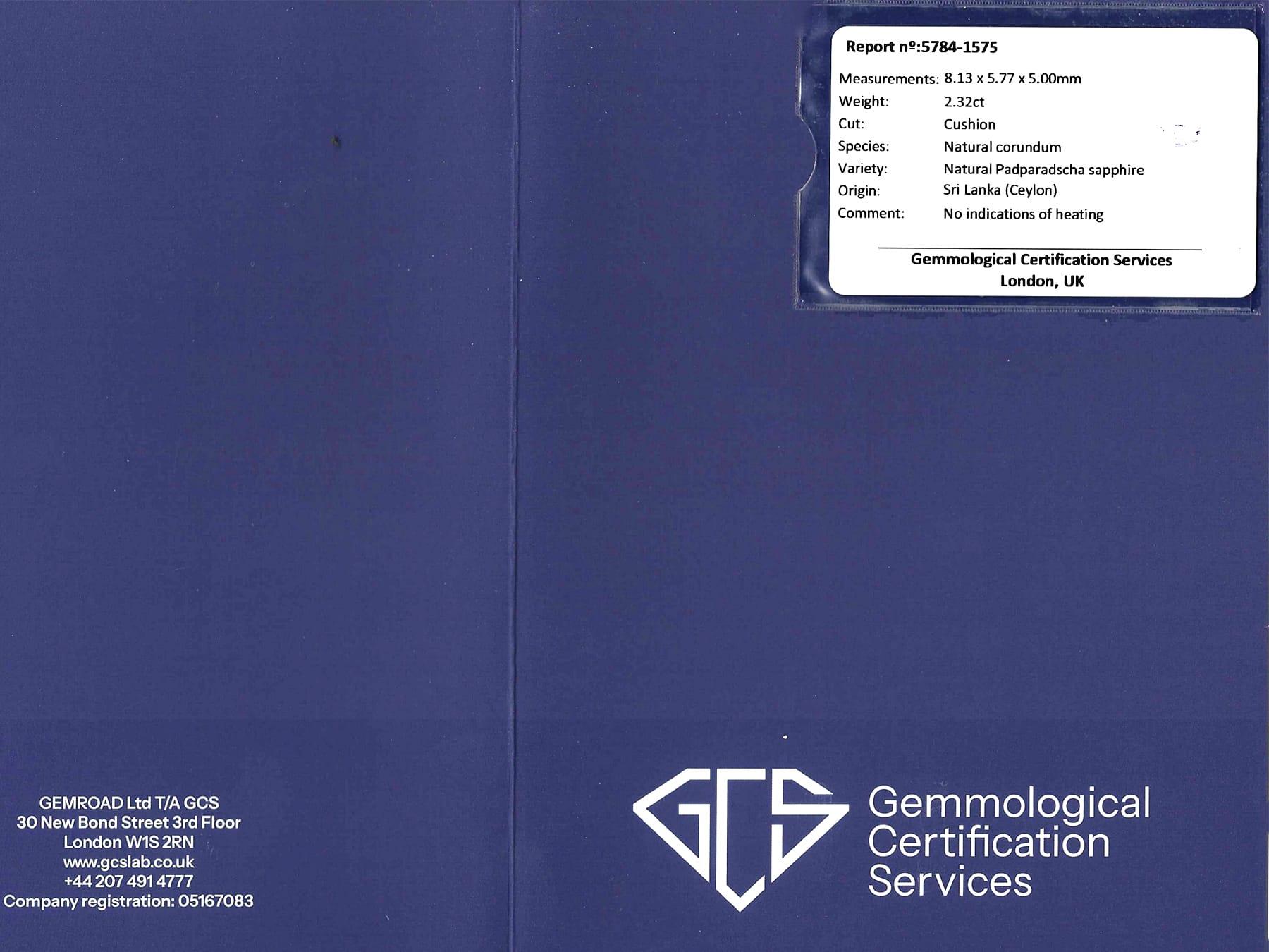 Anello in platino con zaffiro Padparadscha di Ceylon da 2,32 carati e diamante da 2,05 carati in vendita 10