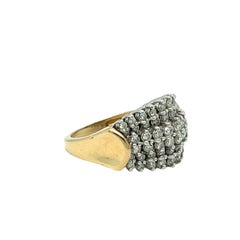 2.50 Carat Cluster Diamond Dome Pyramid Ring 14K Yellow Gold