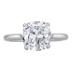 2.32 Carat Cushion Brilliant Cut Diamond Platinum Engagement Ring