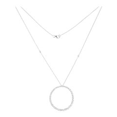 2.32 Carat Diamond Circle Karma Pendant Chain Necklace 18 Karat White Gold