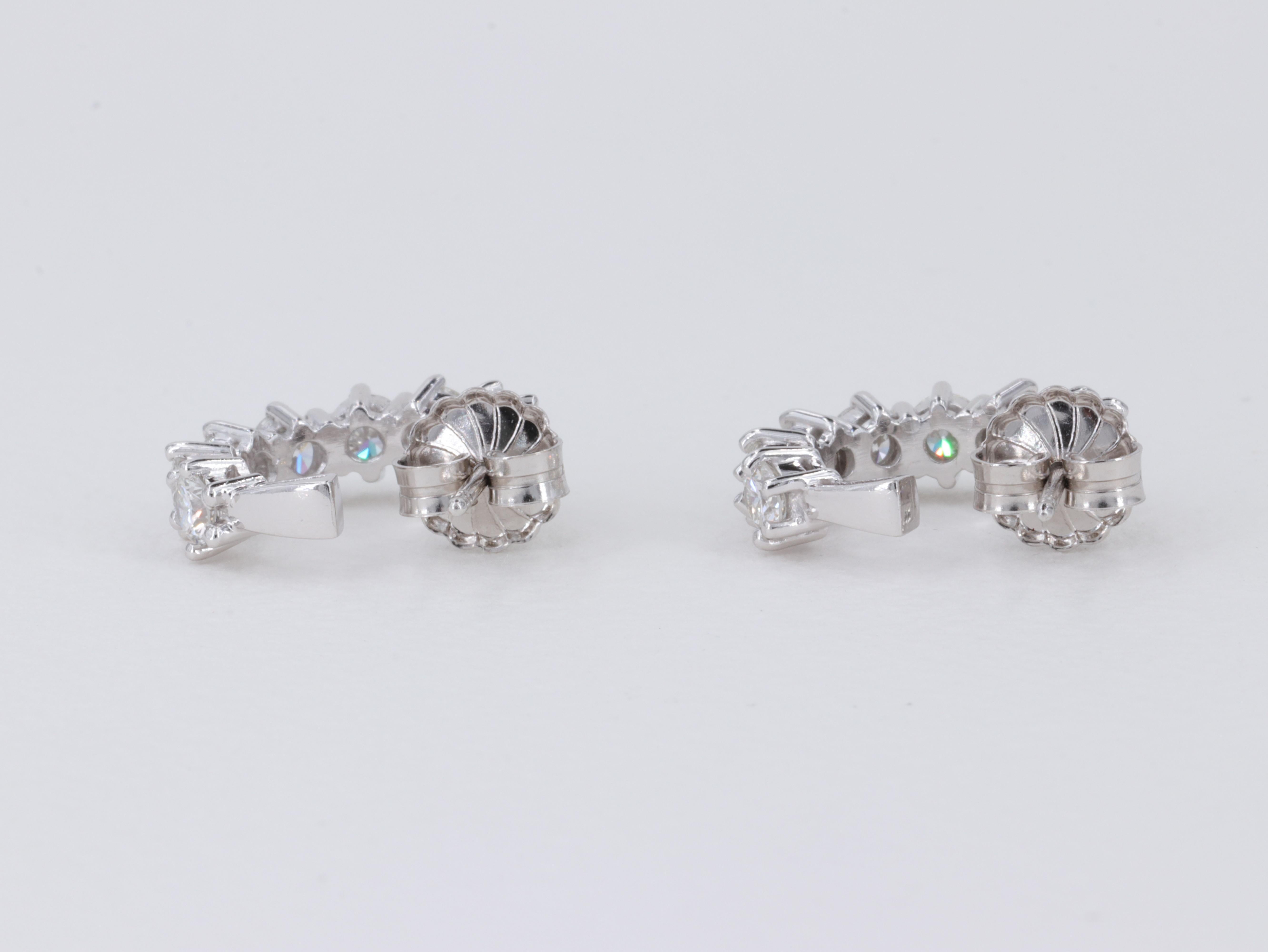 2.32 Carat Hand Fabricated Platinum and Round Brilliant Diamond Huggie Earrings For Sale 1