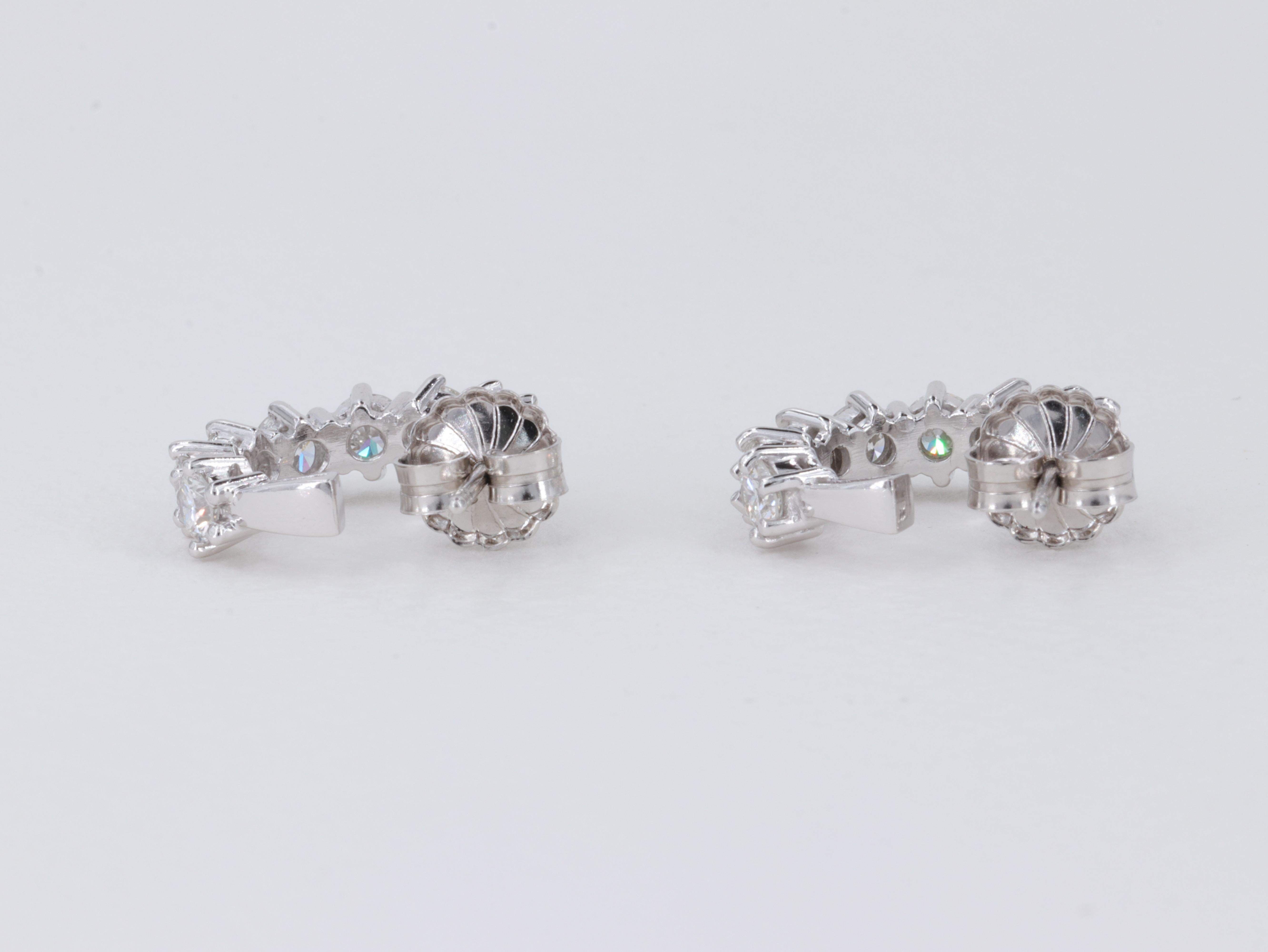 2.32 Carat Hand Fabricated Platinum and Round Brilliant Diamond Huggie Earrings For Sale 2