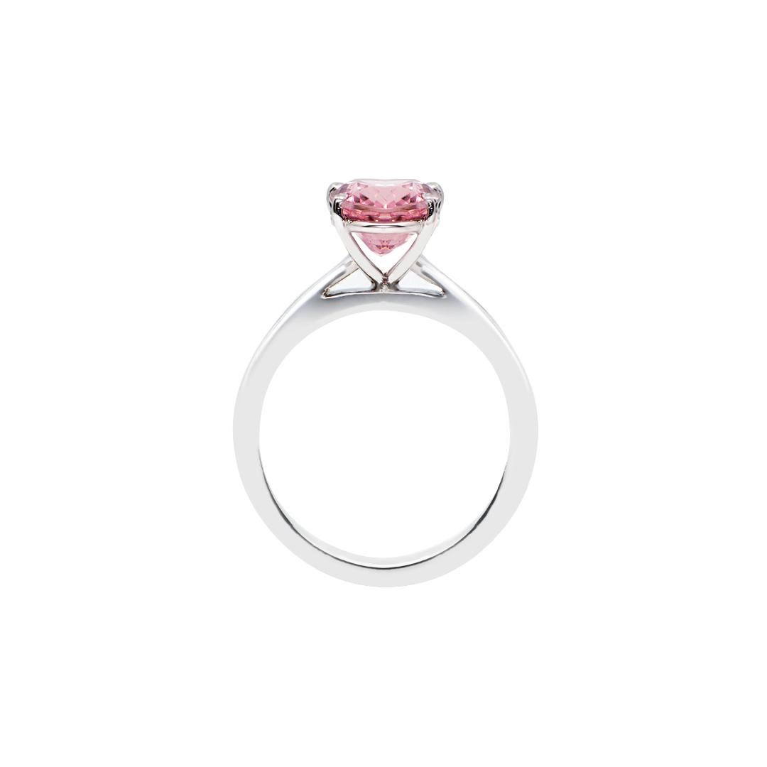 2.32 Carat Oval Pink Tourmaline 4 Claw Solitaire Ring White Gold Natalie Barney In New Condition For Sale In Crows Nest, NSW