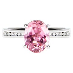 2.32 Carat Oval Pink Tourmaline 4 Claw Solitaire Ring White Gold Natalie Barney