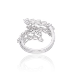 Spectrum 18k White Gold Multi-Row Diamond Bypass Statement Ring