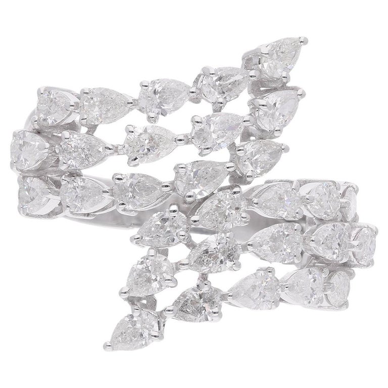 2.32 Carat Pear Shape Diamond Wrap Ring 18 Karat White Gold Handmade ...