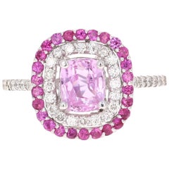 2.32 Carat Pink Sapphire Diamond 18 Karat White Gold Ring