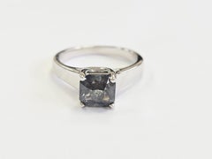 2.32 Carat Radiant-Cut Natural Green Sapphire Ring in 14K White Gold