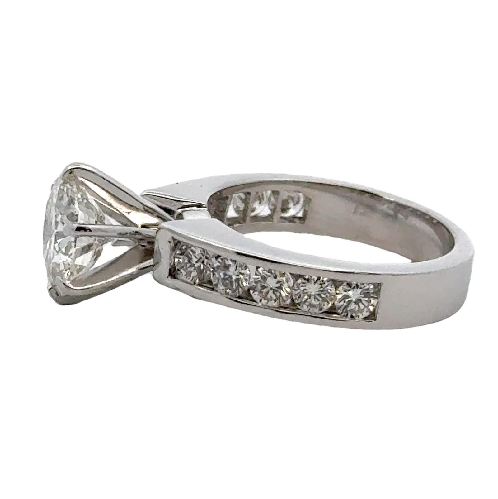 2.32-Carat Round Brilliant-Cut Diamond 14KWG Engagement Ring H/SI2 EGL Cert In Excellent Condition In Boca Raton, FL