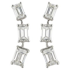 2.32 Carat SI Clarity HI Color Emerald Cut Diamond Earrings 18 Karat White Gold